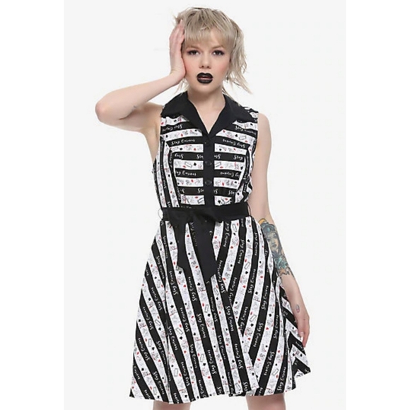 Disney Alice in Wonderland Striped Fit&Flare Dress - Picture 3 of 5